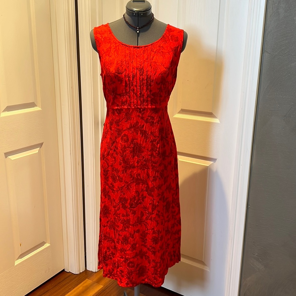 Sag Harbor Petite Floral Red Dress
